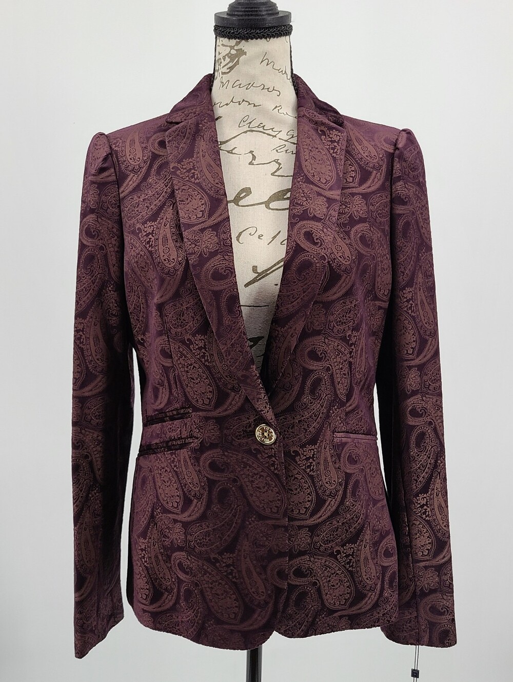 Tommy Hilfiger Plum Paisley Single-Button Blazer Size 4